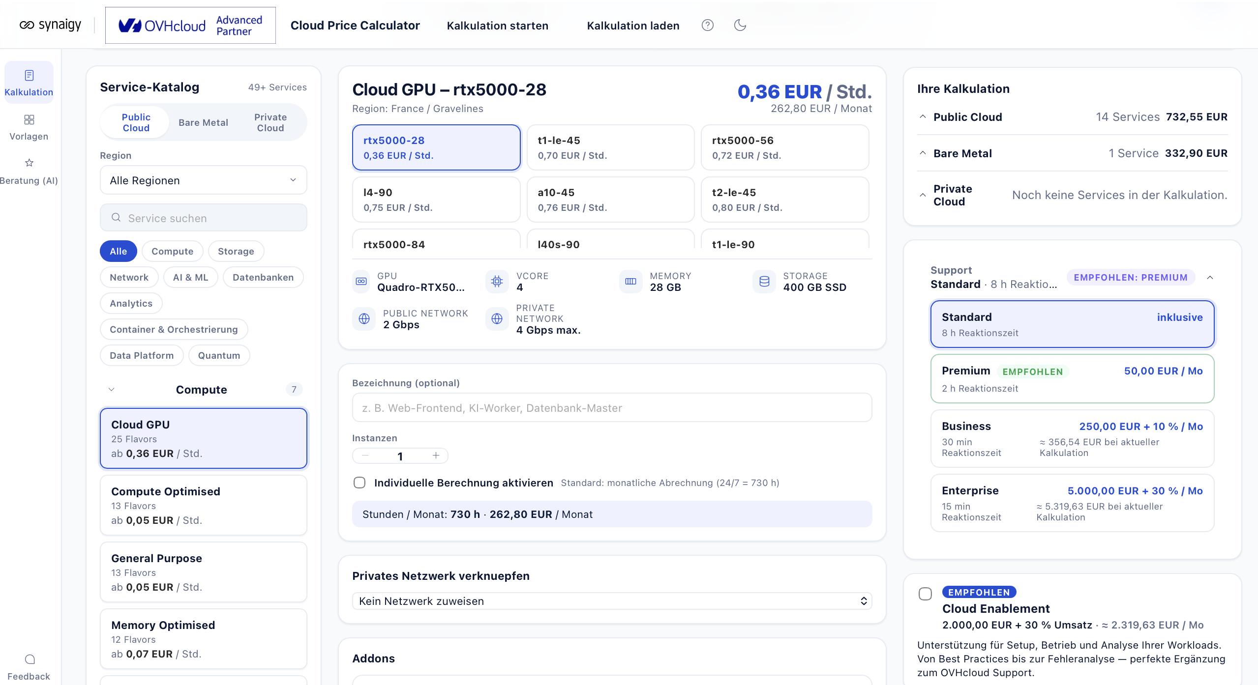 OVH Preisrechner – OVH Cost Calculator Vorschau